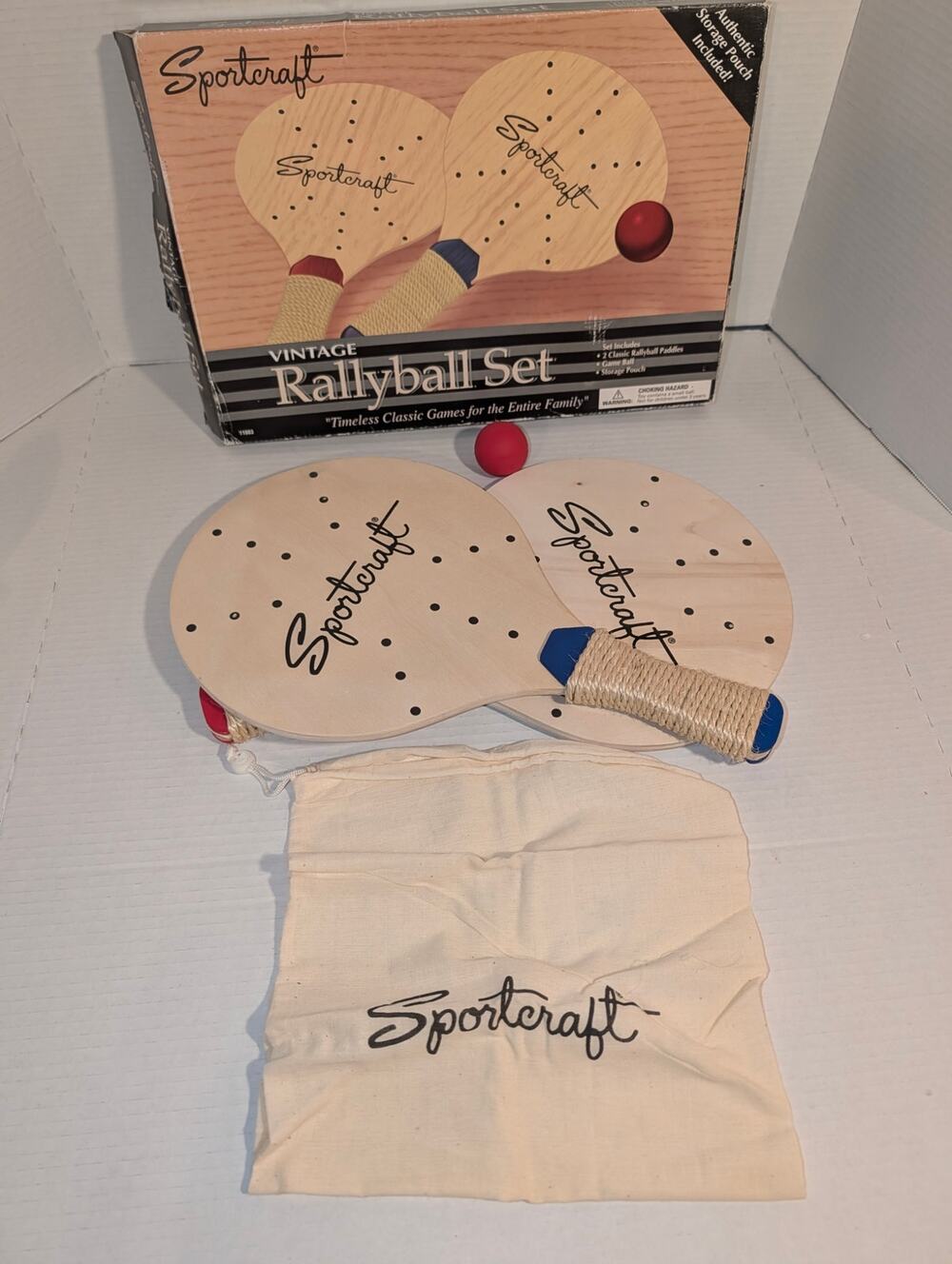 Vintage Sportcraft Ralleyball Set Board Game Brand New Pickle Ball Wood Paddles